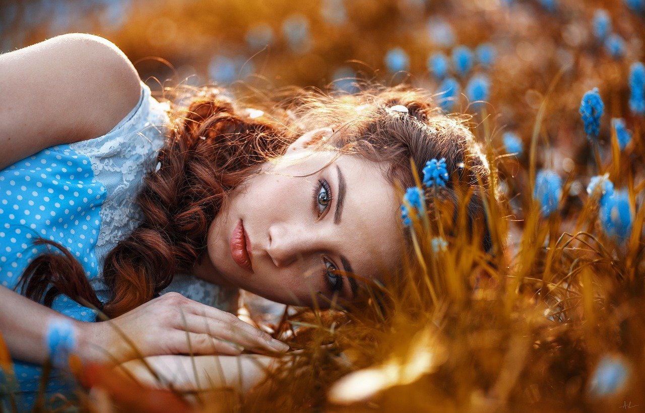 summer, flower, hair